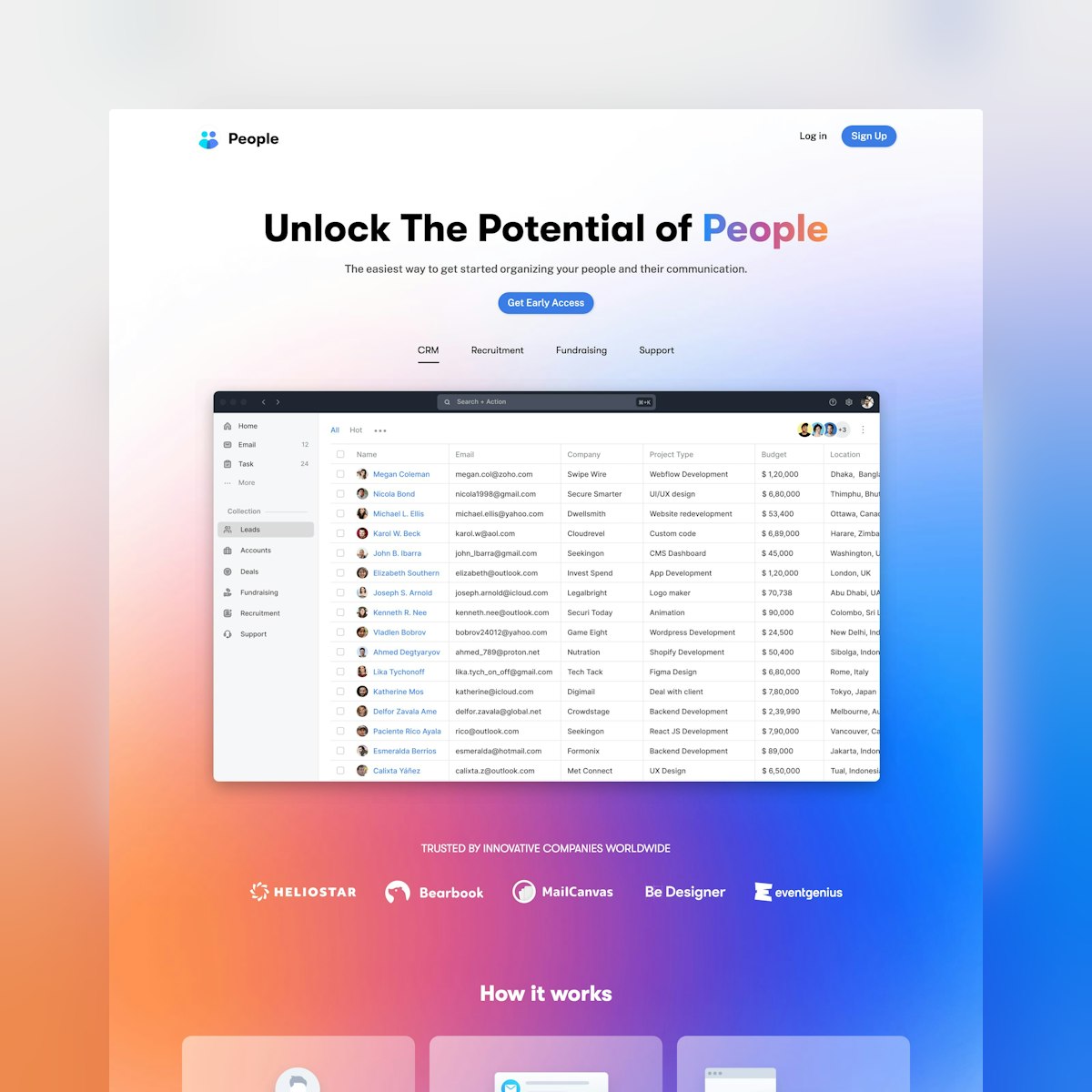 Pricing page example #515: Website Inspiration: People App