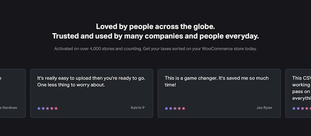 WooCommerce Sales Tax Testimonials Preview
