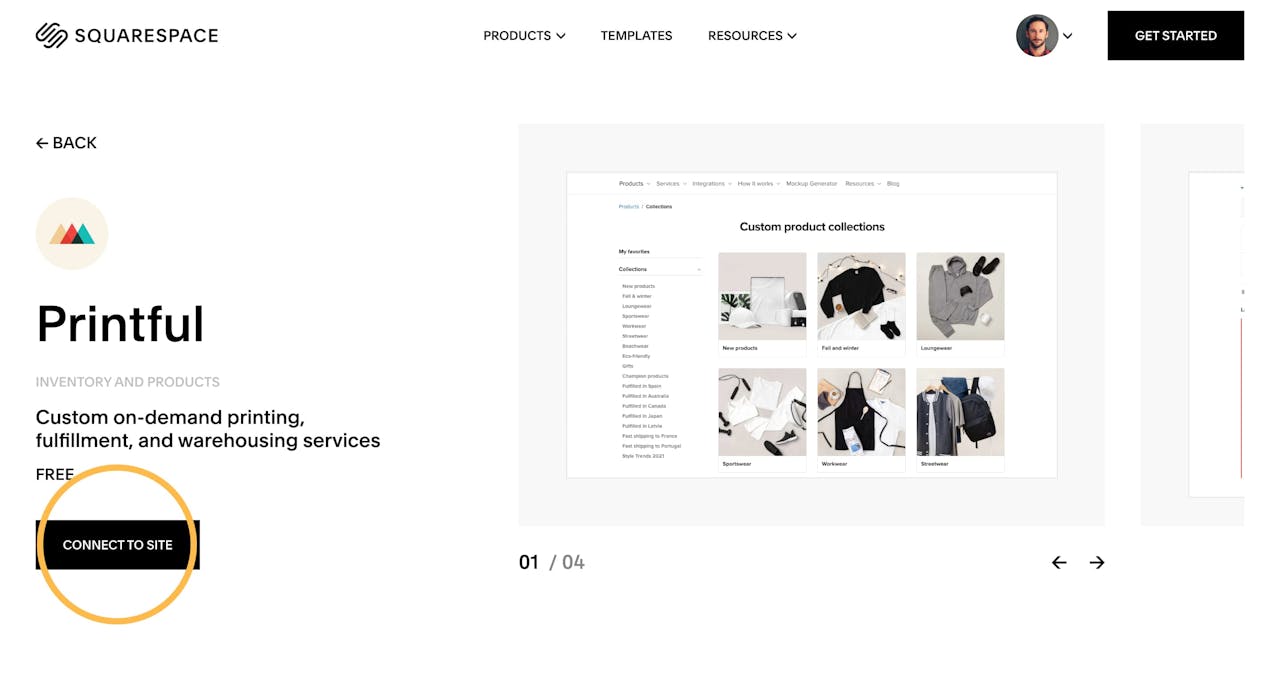 Connecting your Squarespace website to extension Screenshot