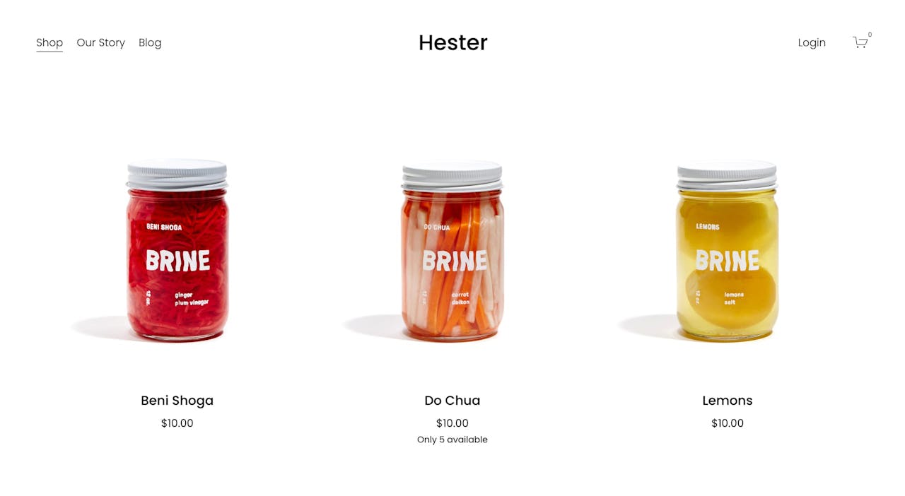 Squarespace Hester Template - Store Archive View Screenshot