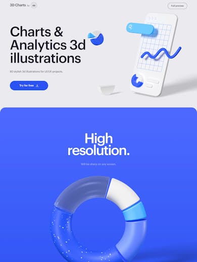 Charts 3D Illustrations Thumbnail Preview