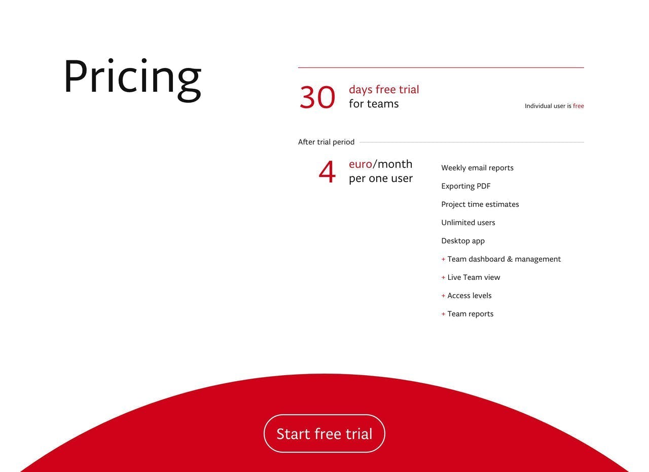Pricing Table - Pulse.red Screenshot
