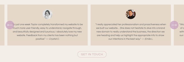 Taylor Web Design Testimonial Slider Preview