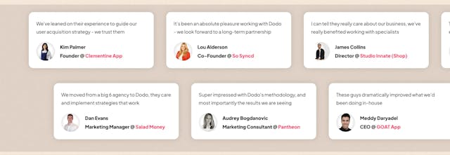 Dodo Digital Testimonials Preview