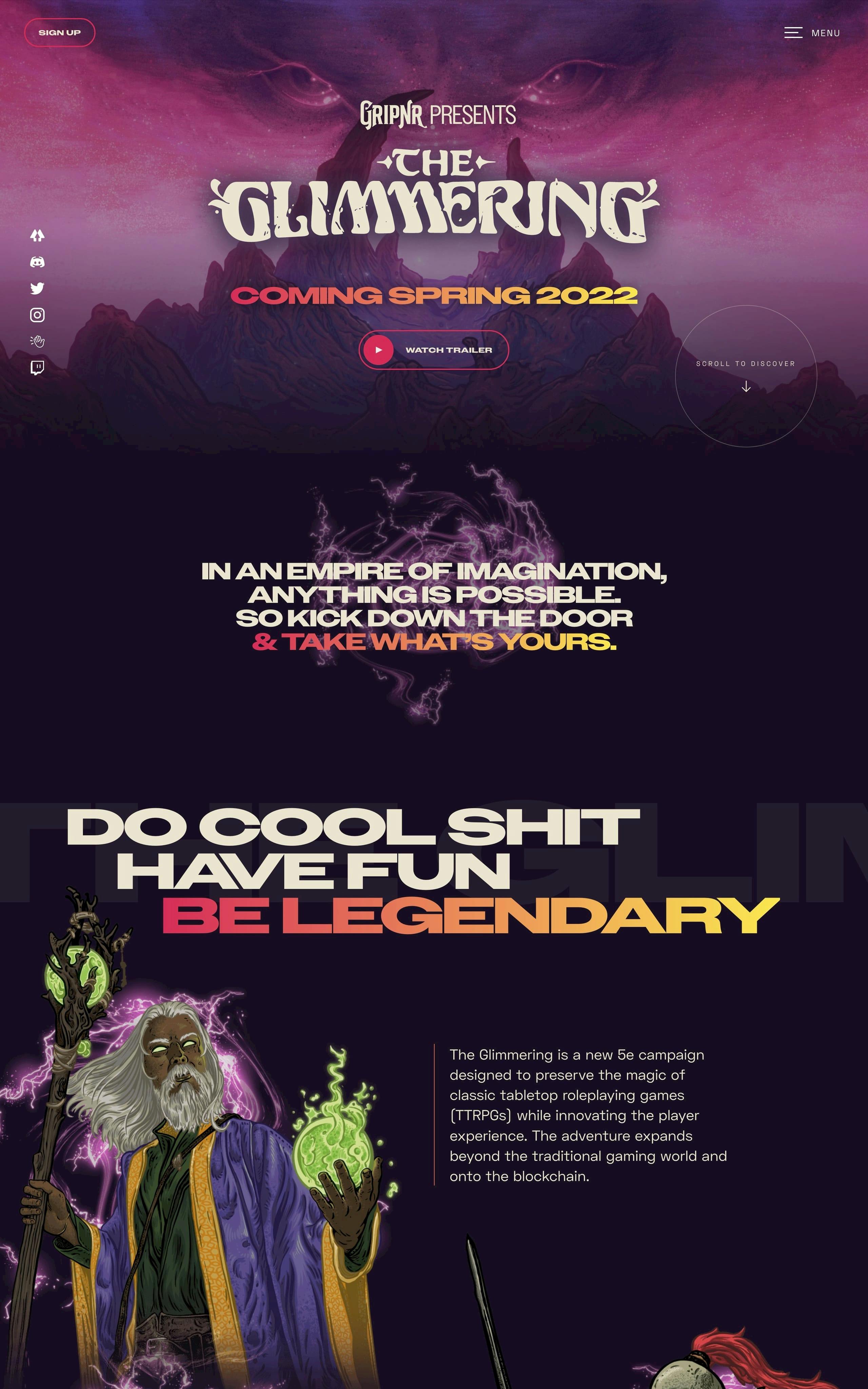 The Glimmering Website Screenshot