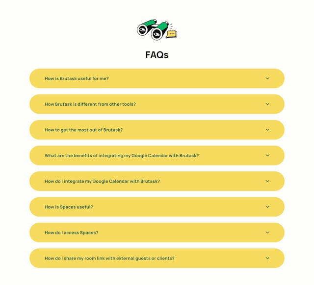 Spaces by Brutask FAQ Accordion Preview