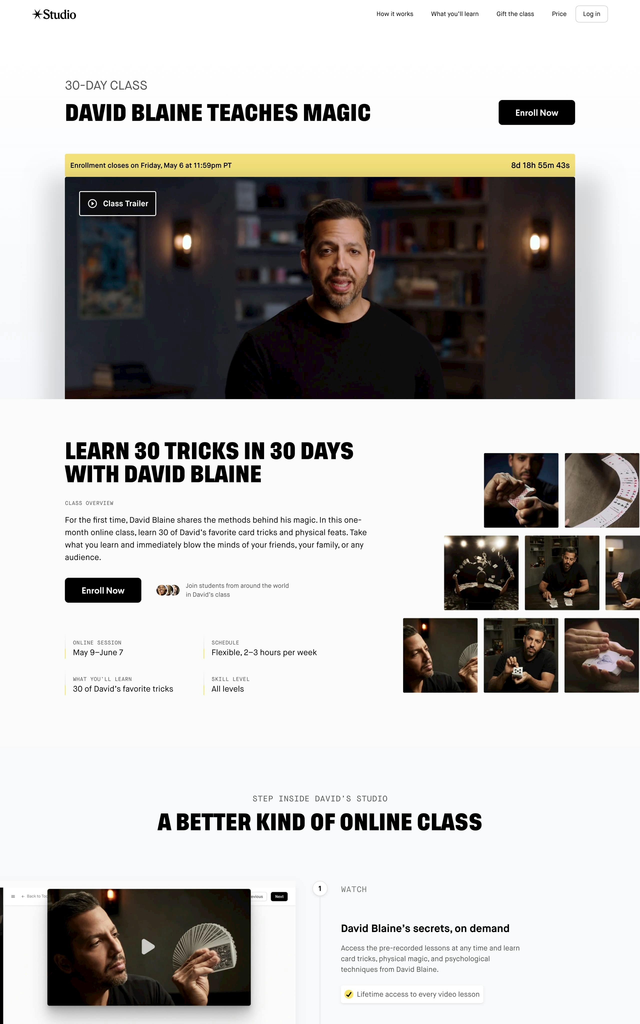 Studio + David Blaine: Magic Website Screenshot