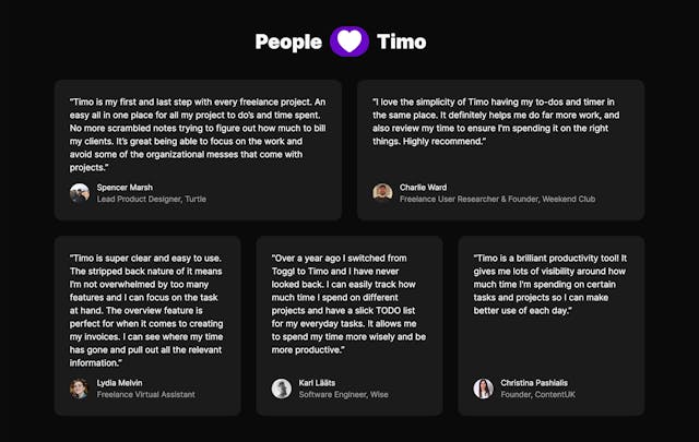 Timo Testimonials Preview