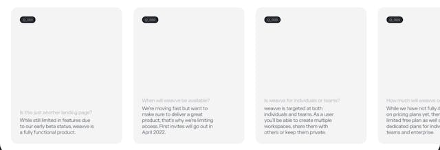 weavve FAQ Grid Preview
