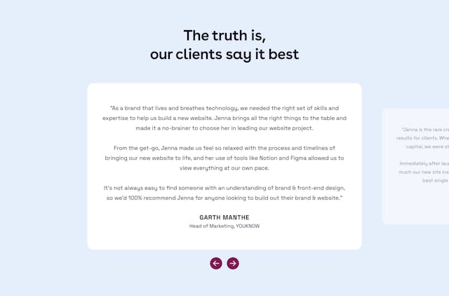 Holy Moly Creative Studio Testimonial Slider Preview