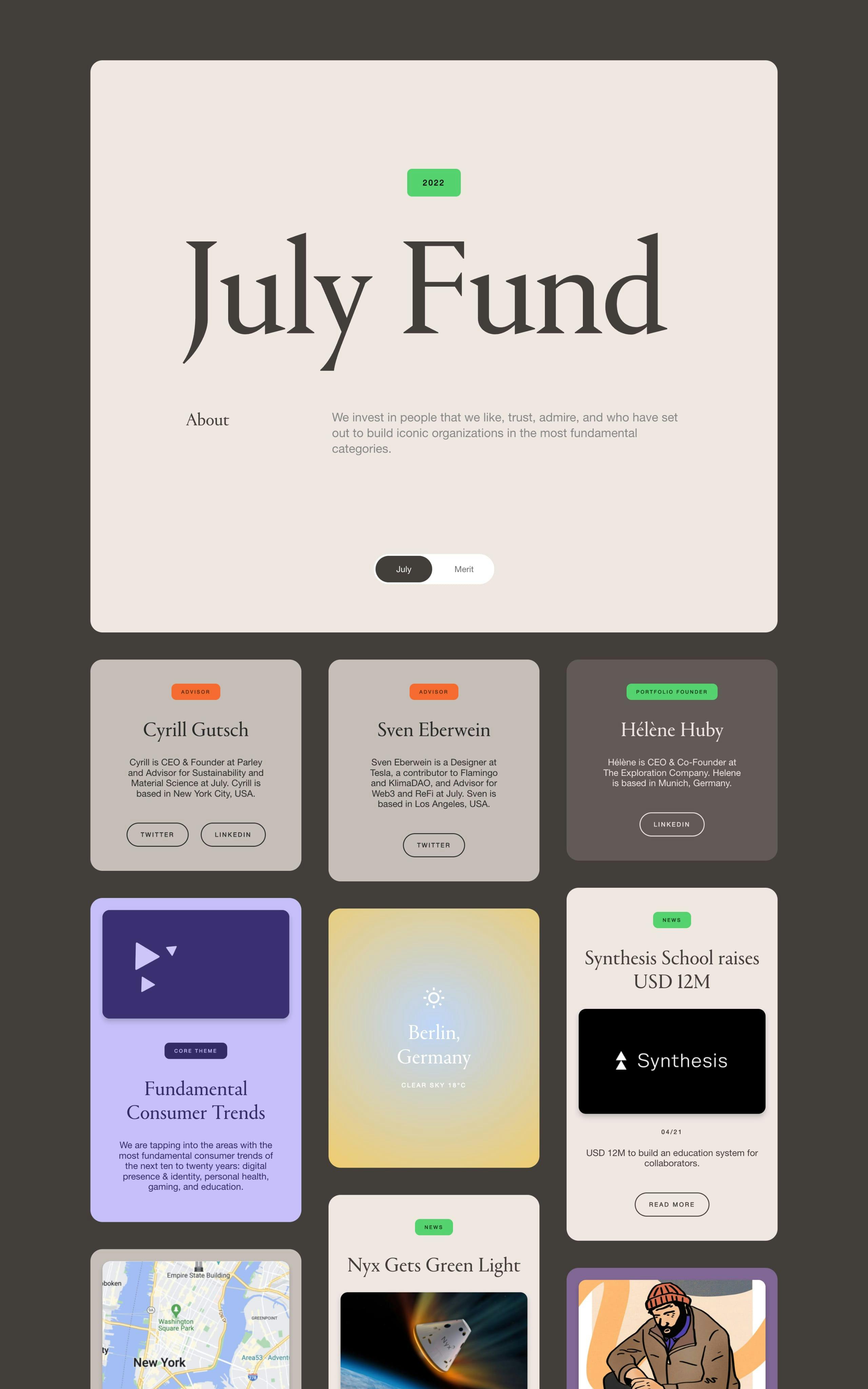 July Fund Website Screenshot