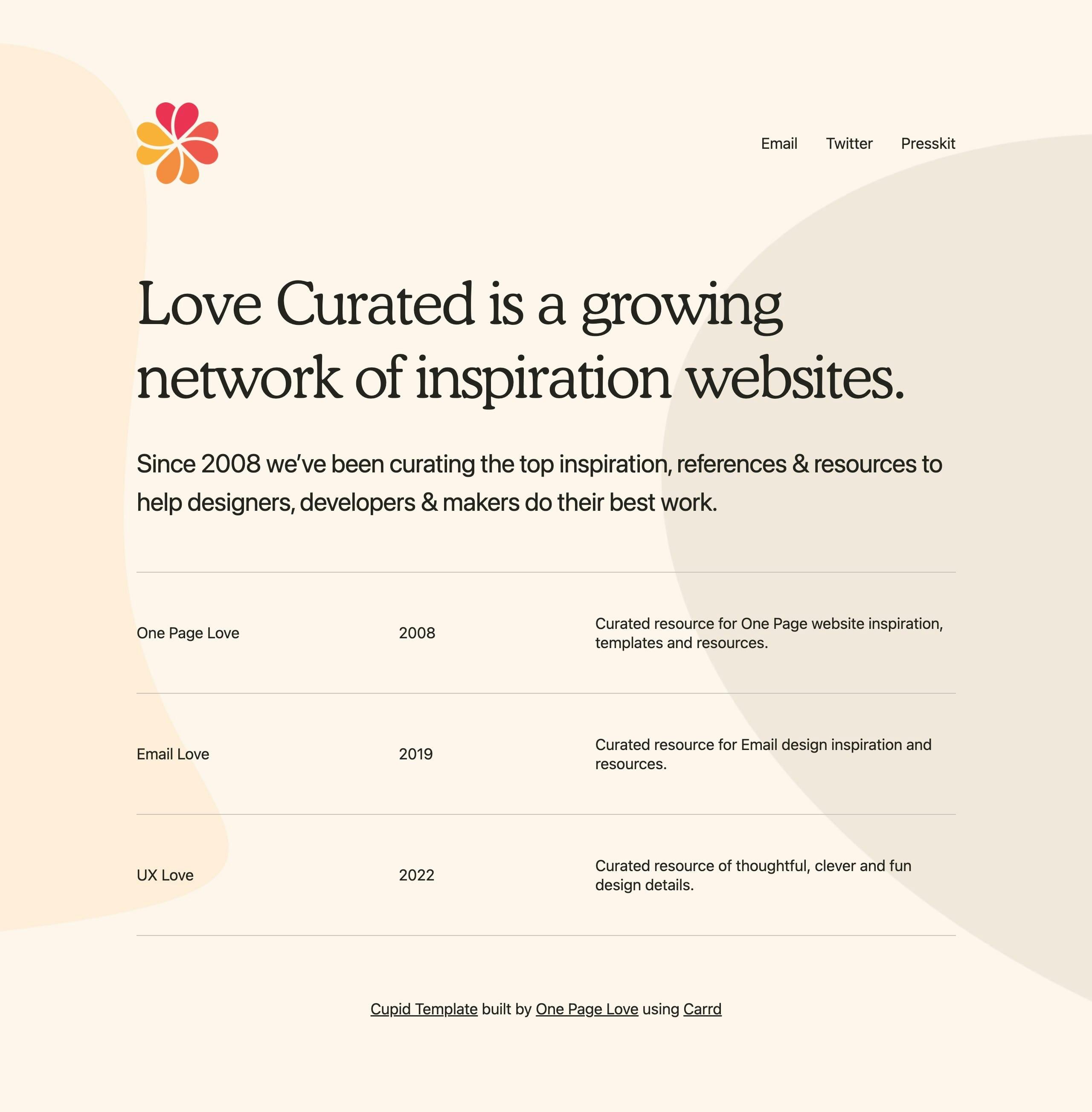Love Curated Website Screenshot