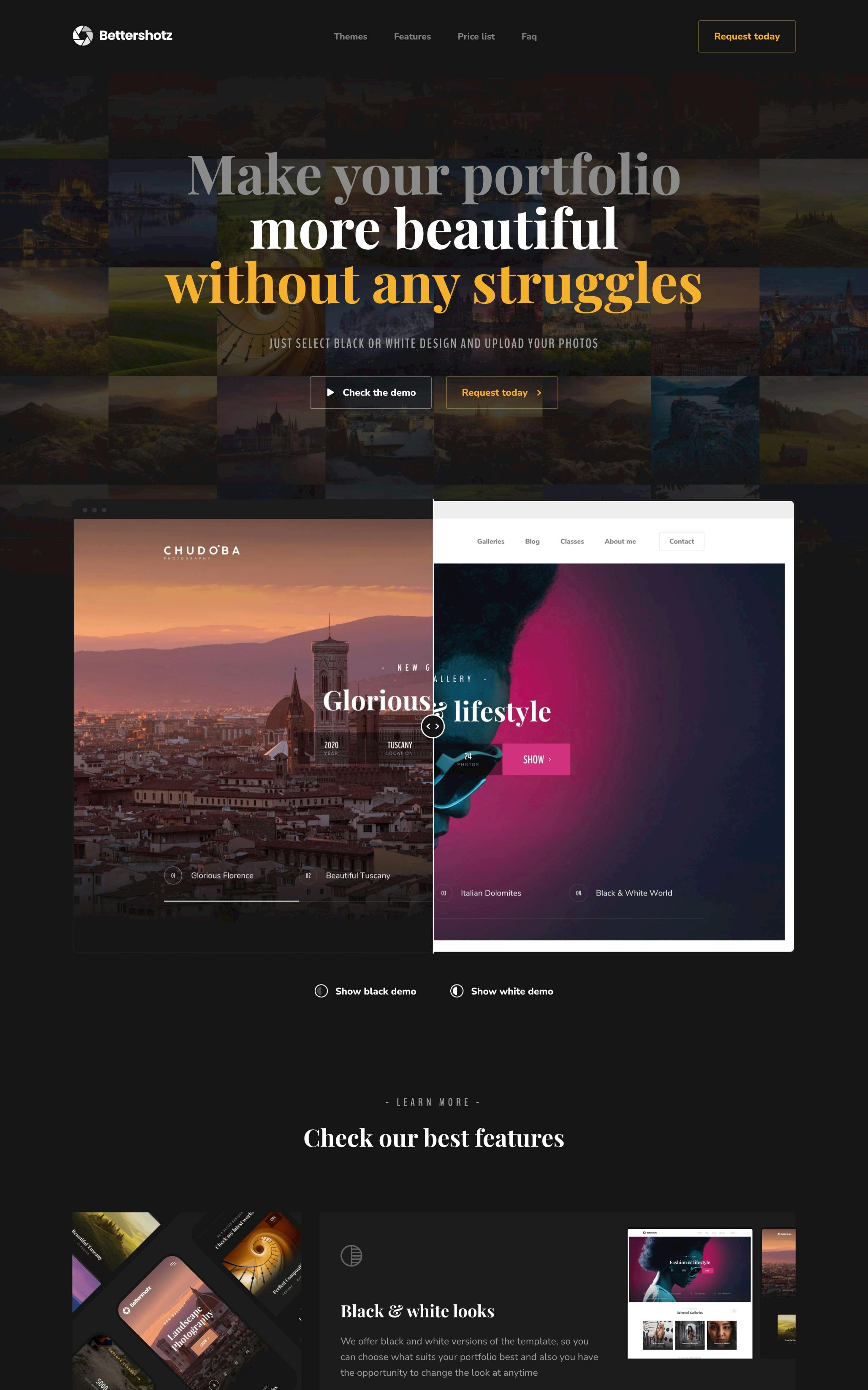 BetterShotz Website Screenshot