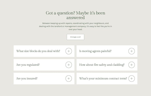 Block Living FAQ Accordion Preview