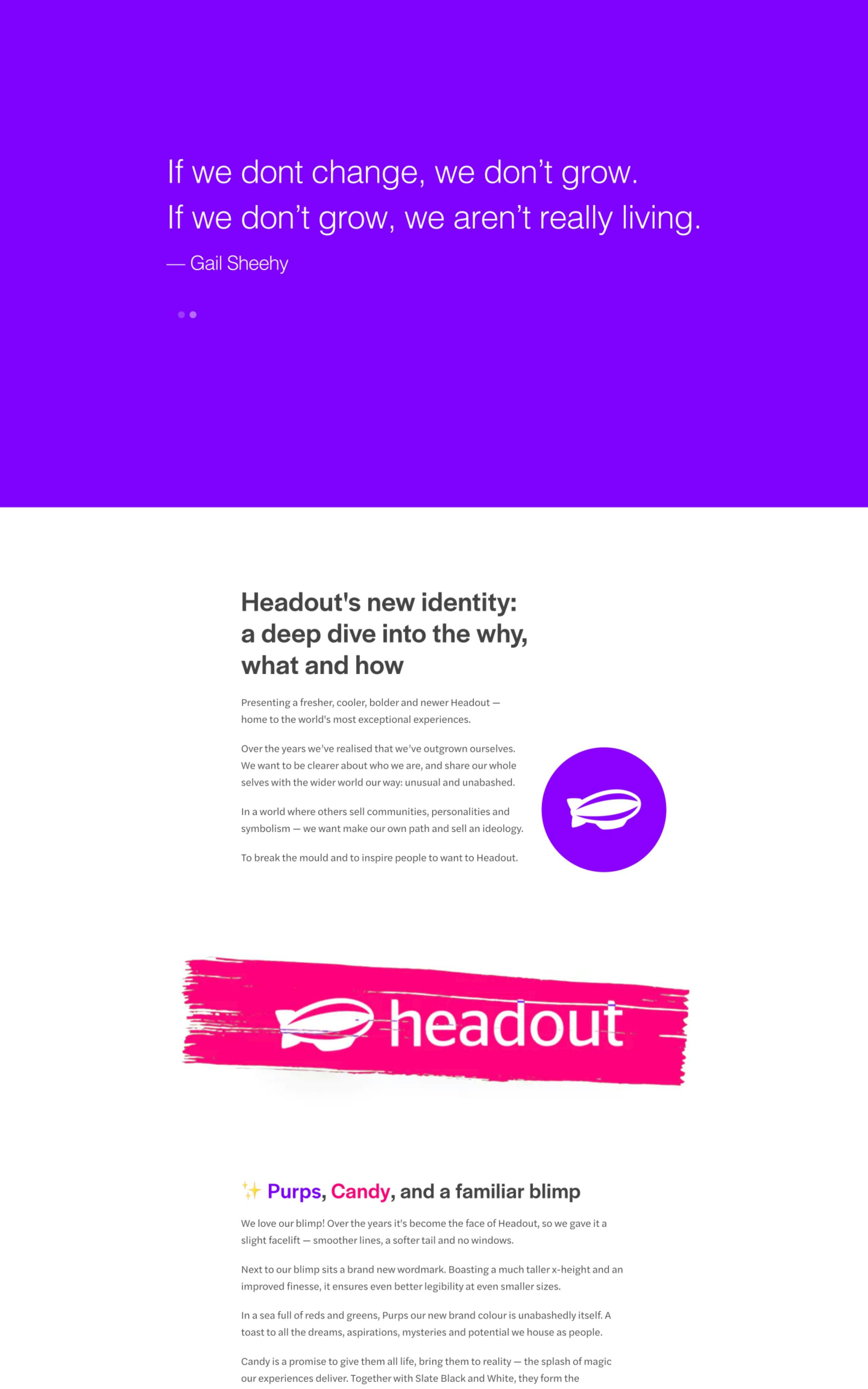 The Headout Brand Website Screenshot