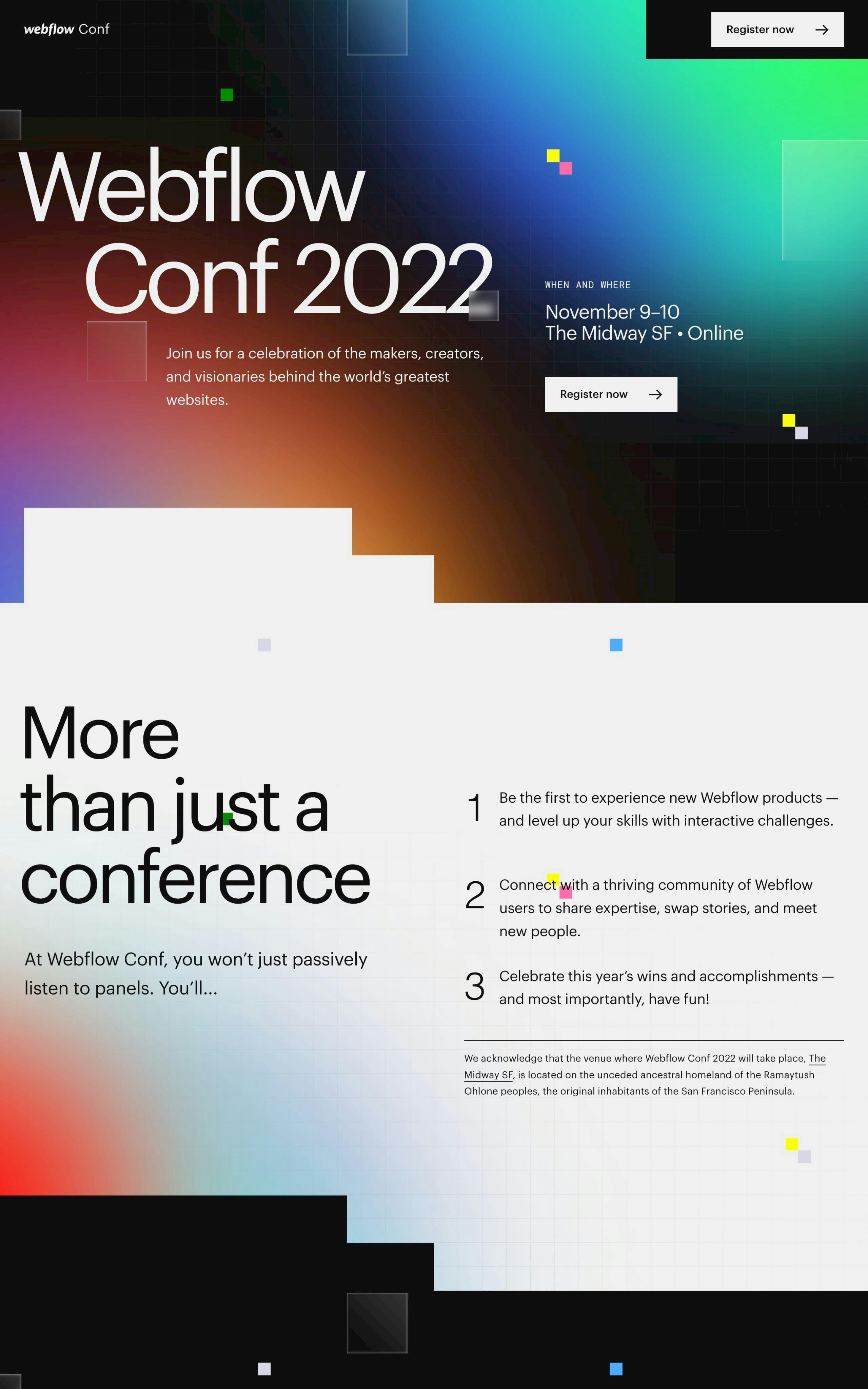 Webflow Conf 2022 Website Screenshot