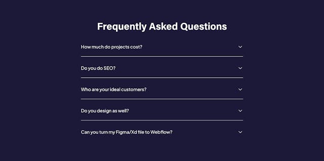 Vue Graphics FAQ Accordion Preview