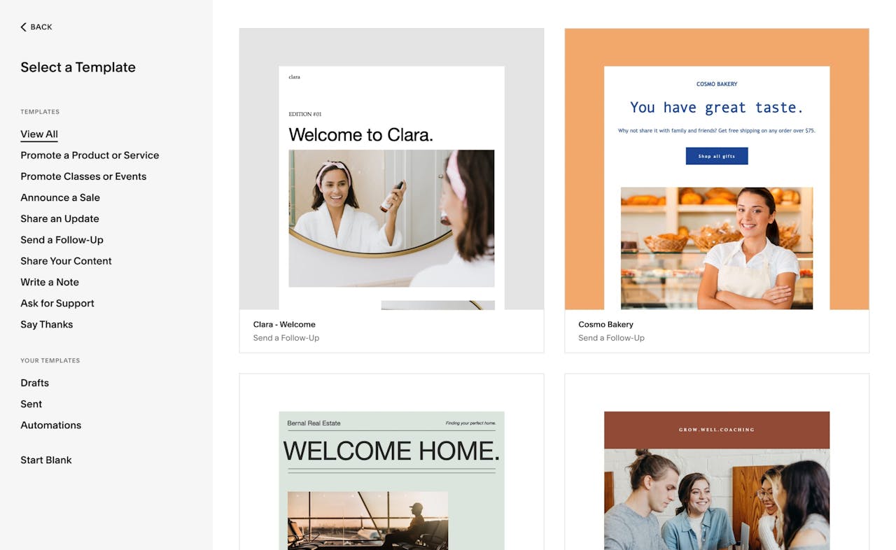 Squarespace Email Campaign Templates Screenshot