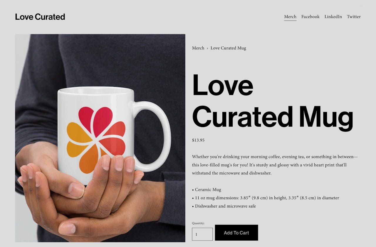 Squarespace product page with Printful product Screenshot