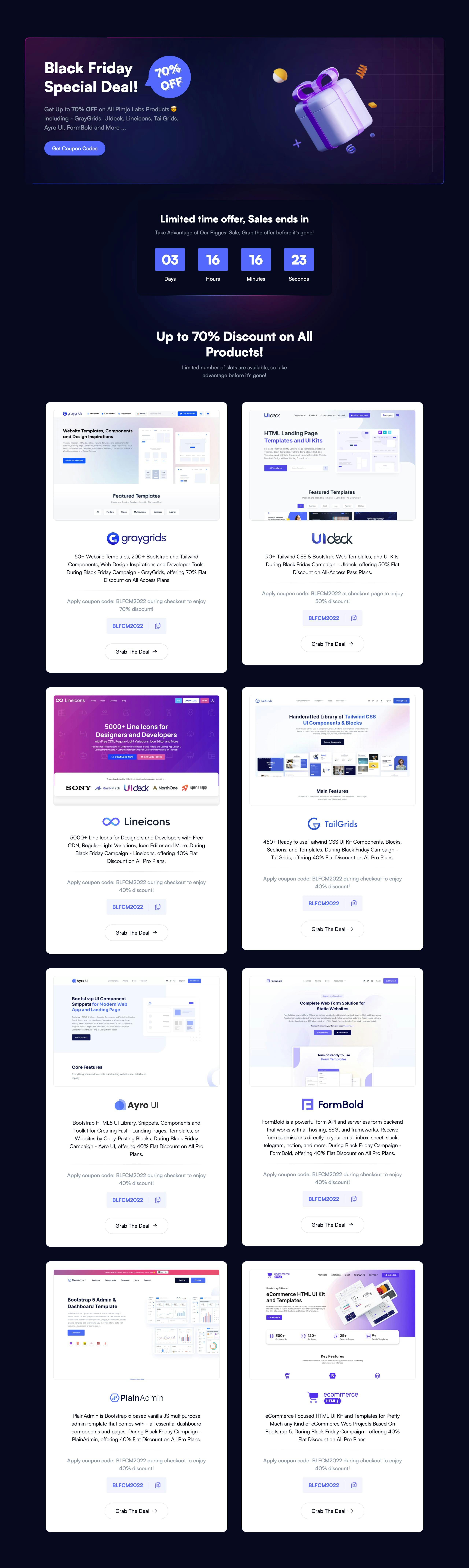 Pimjo Labs Black Friday One Page Website Award