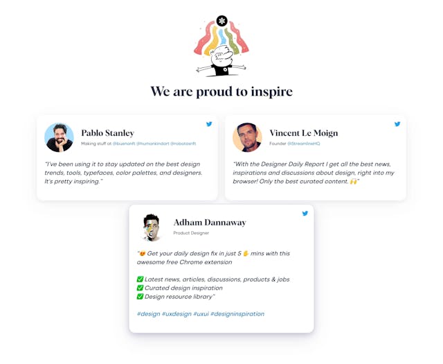 Designer Daily Report Testimonial Tweets Preview
