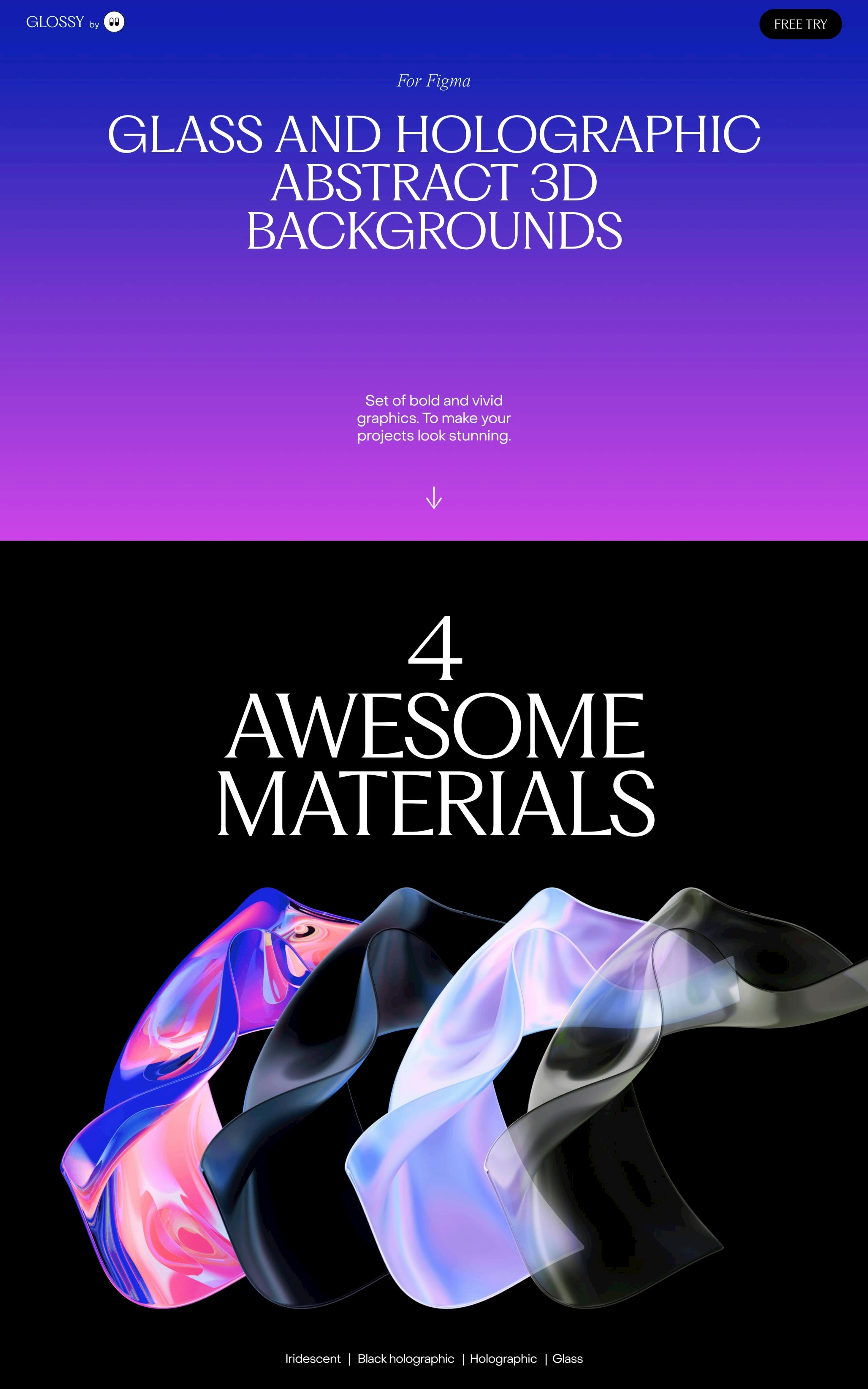 Holographic Abstract 3D Backgrounds Website Screenshot