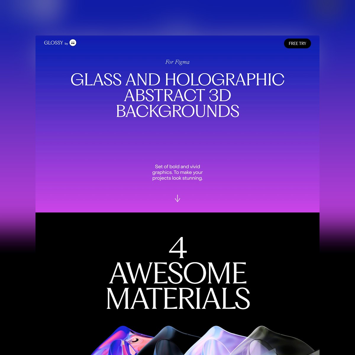 Product Page screen design idea #299: Website Inspiration: Holographic Abstract 3D Backgrounds