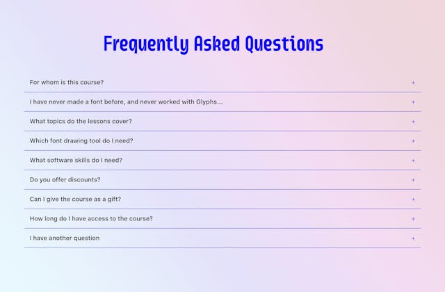 Variable Font Course FAQ Accordion Preview