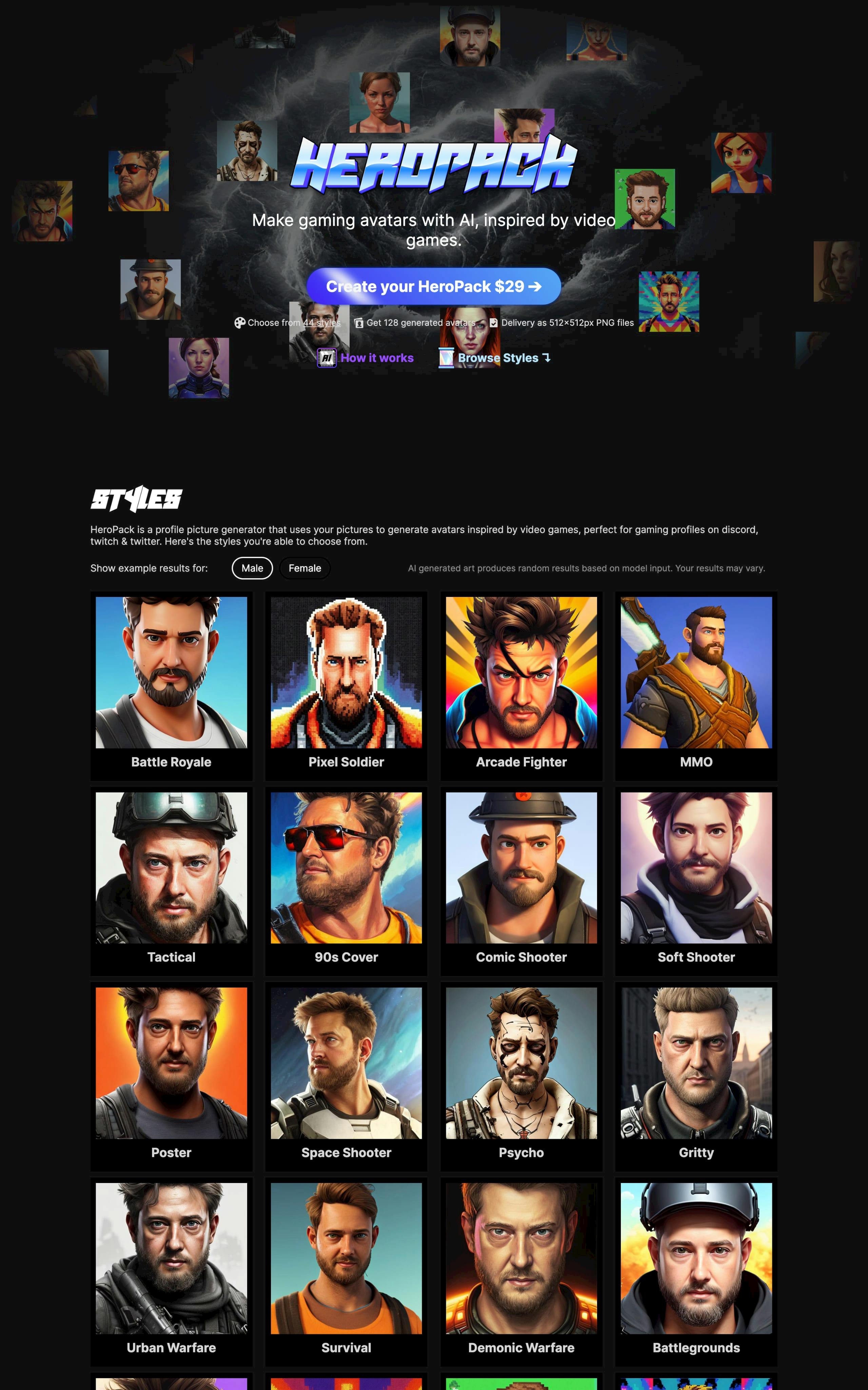 Hero Pack Website Screenshot