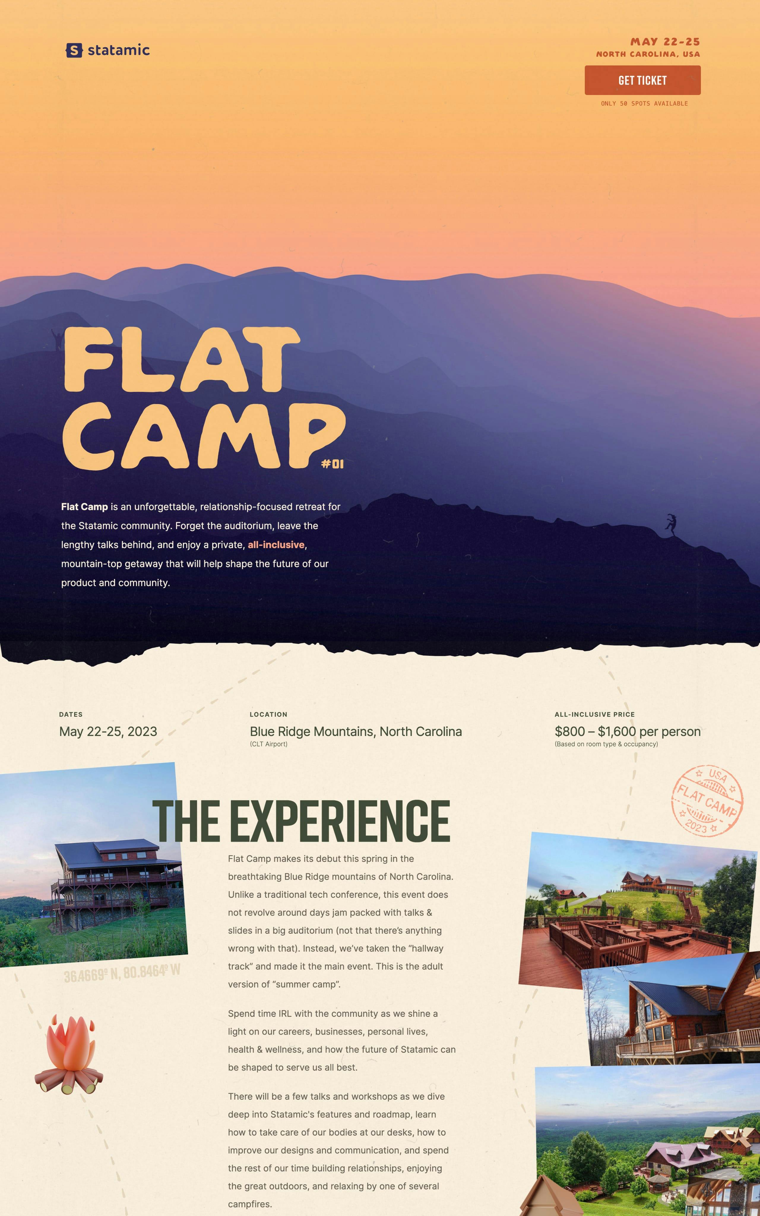 Flat Camp 2023 Website Screenshot