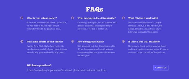 Vid2txt FAQ Grid Preview