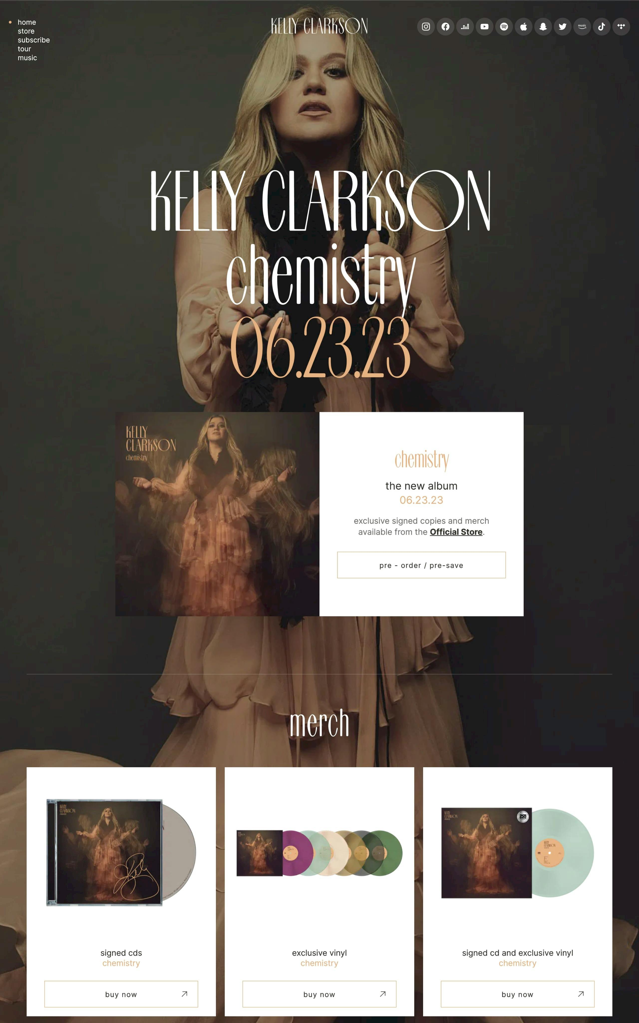 Kelly Clarkson Website Screenshot