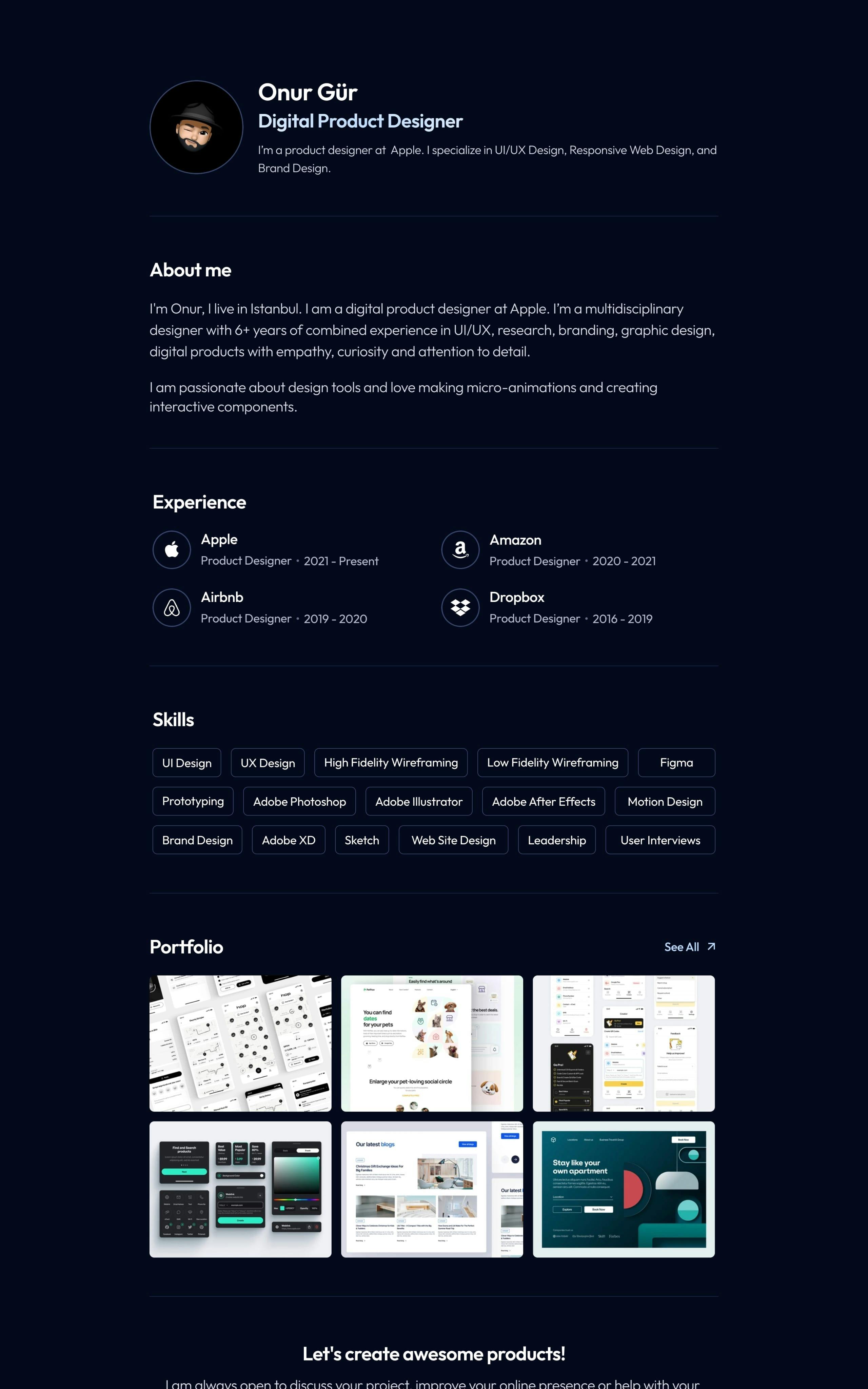 Designer Portfolio Website Screenshot