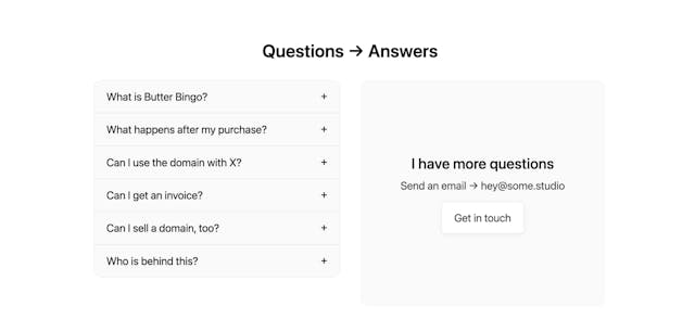 Butter Bingo FAQ Accordion Preview