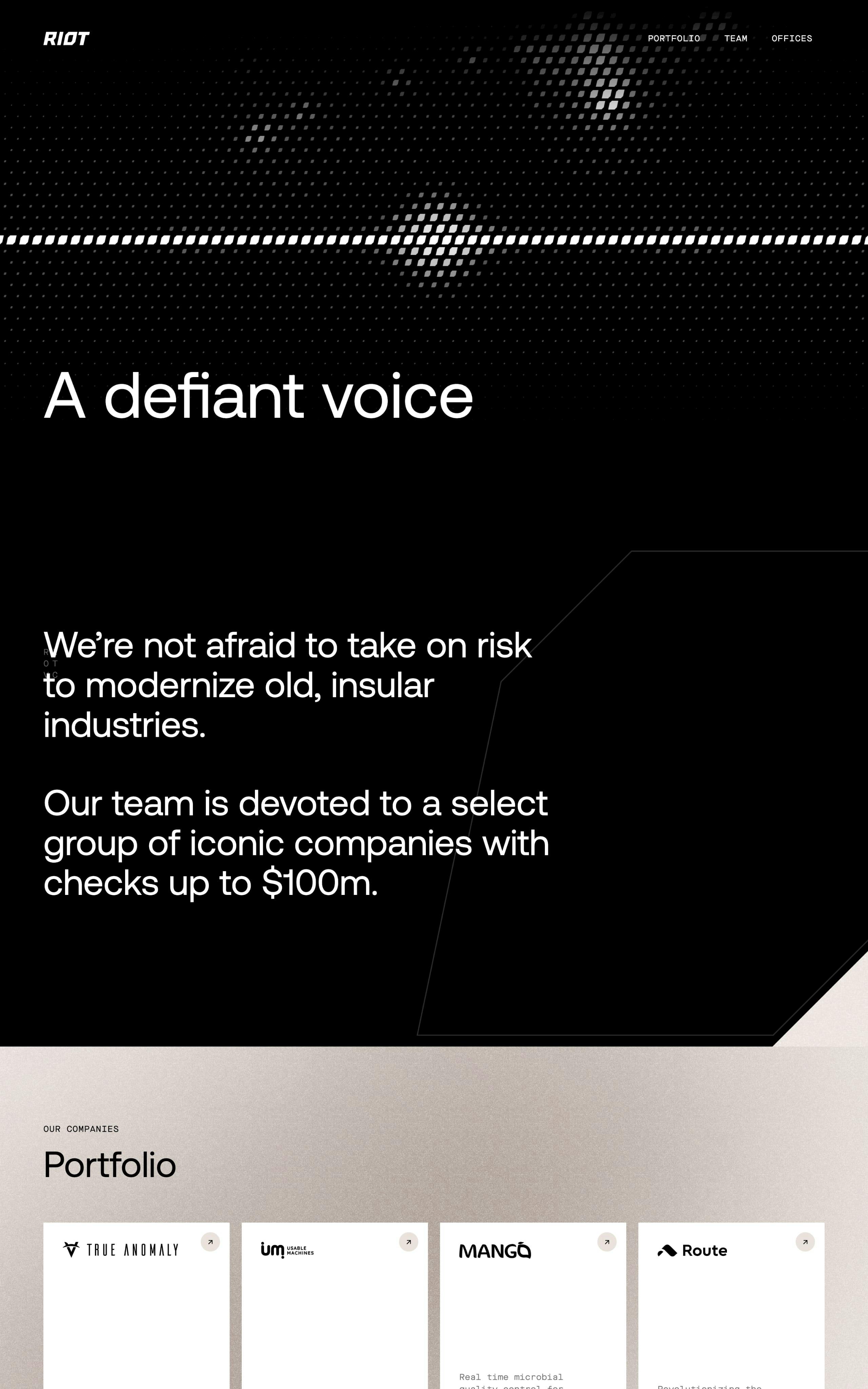 Riot Ventures Website Screenshot