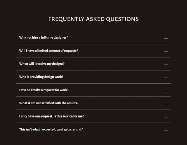The Rumor Company FAQ Accordion Preview
