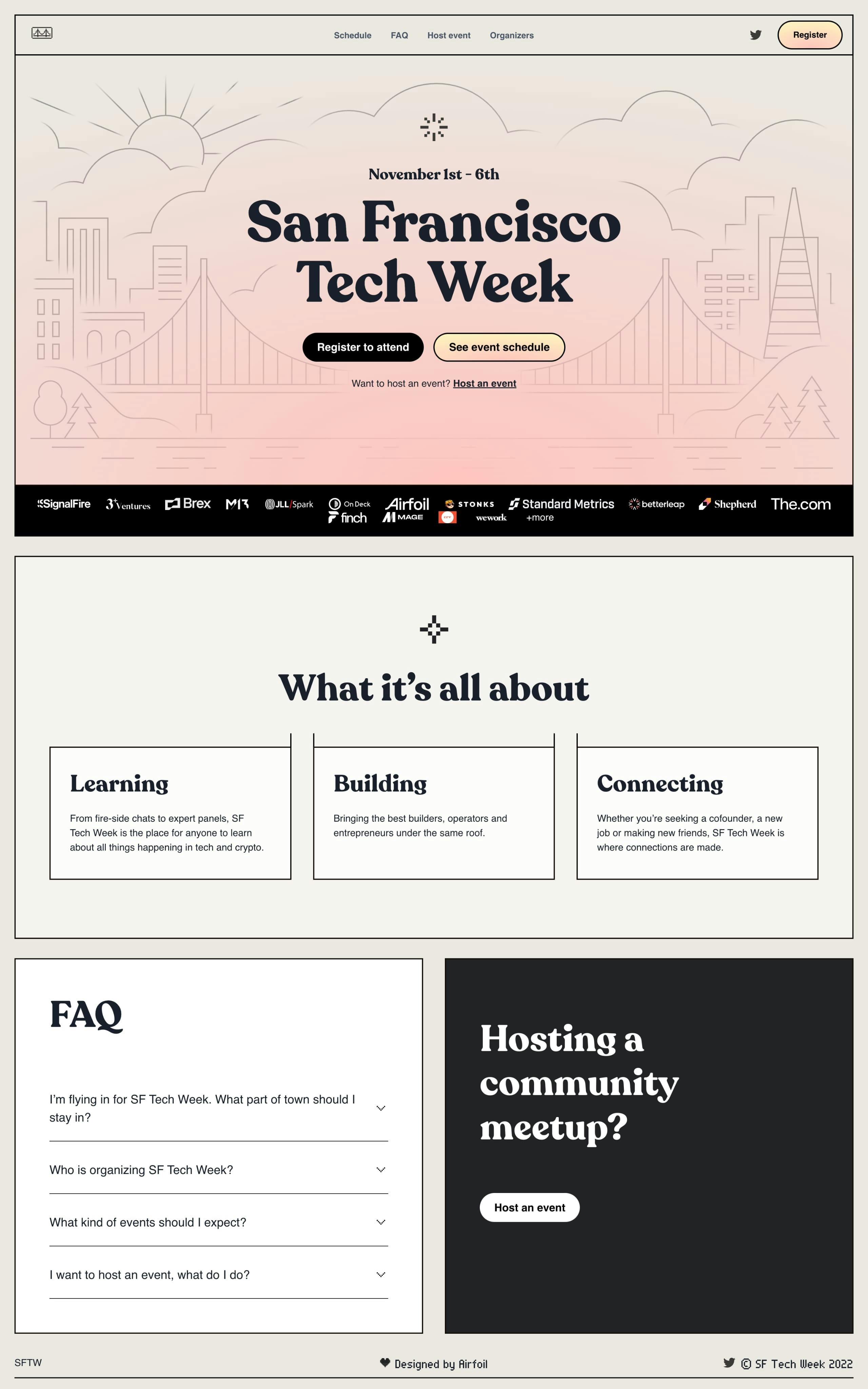 SF Tech Week 2022 Website Screenshot