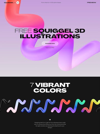 Squiggel 3D illustrations Thumbnail Preview