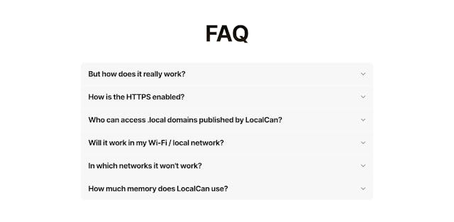LocalCan FAQ Accordion Preview