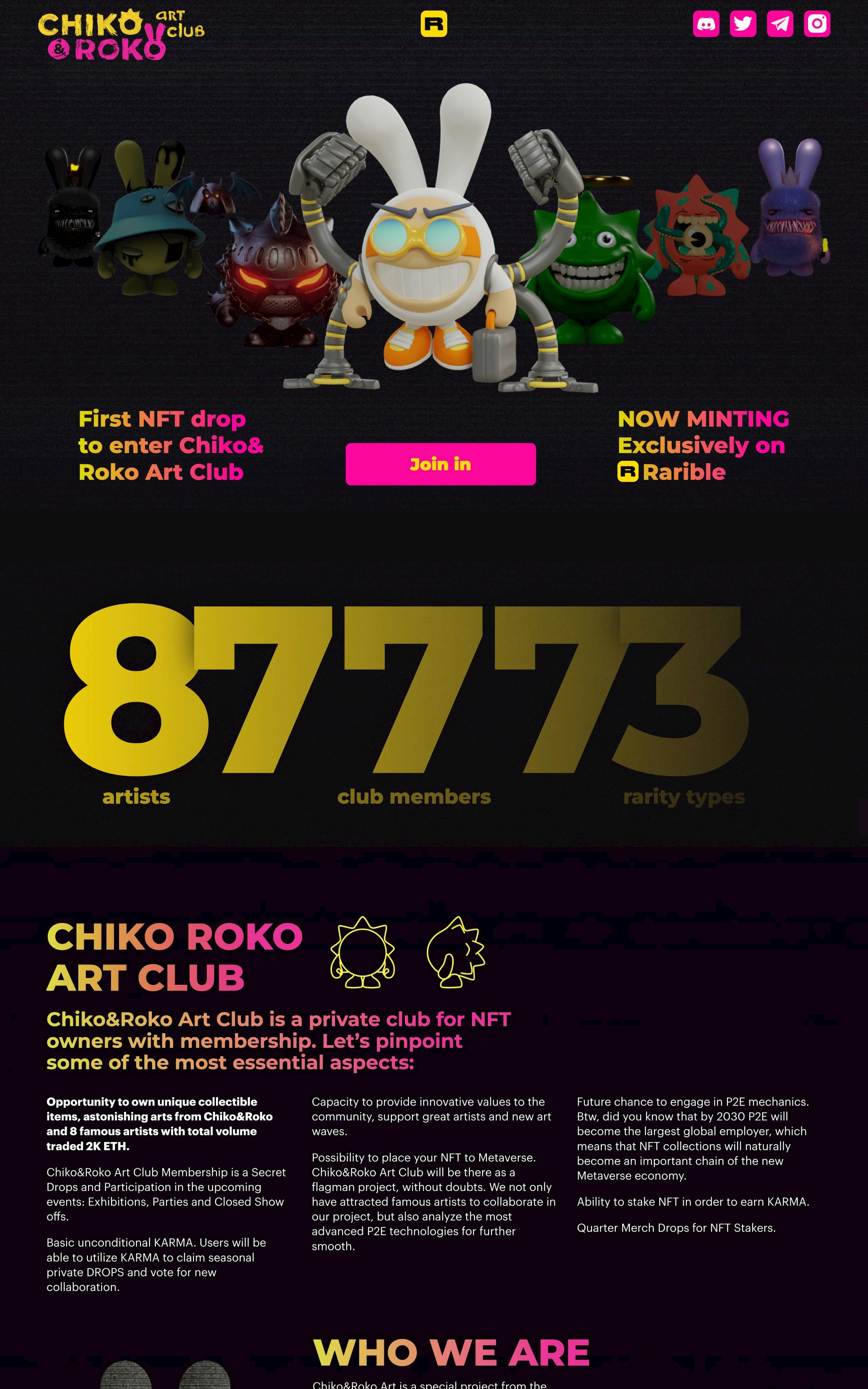 Chiko&Roko Art Club Website Screenshot