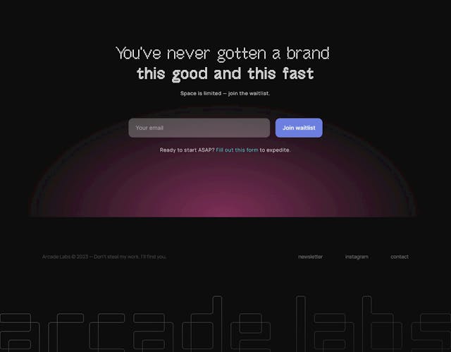 Arcade Labs – Brand Sprint Big Footer Preview