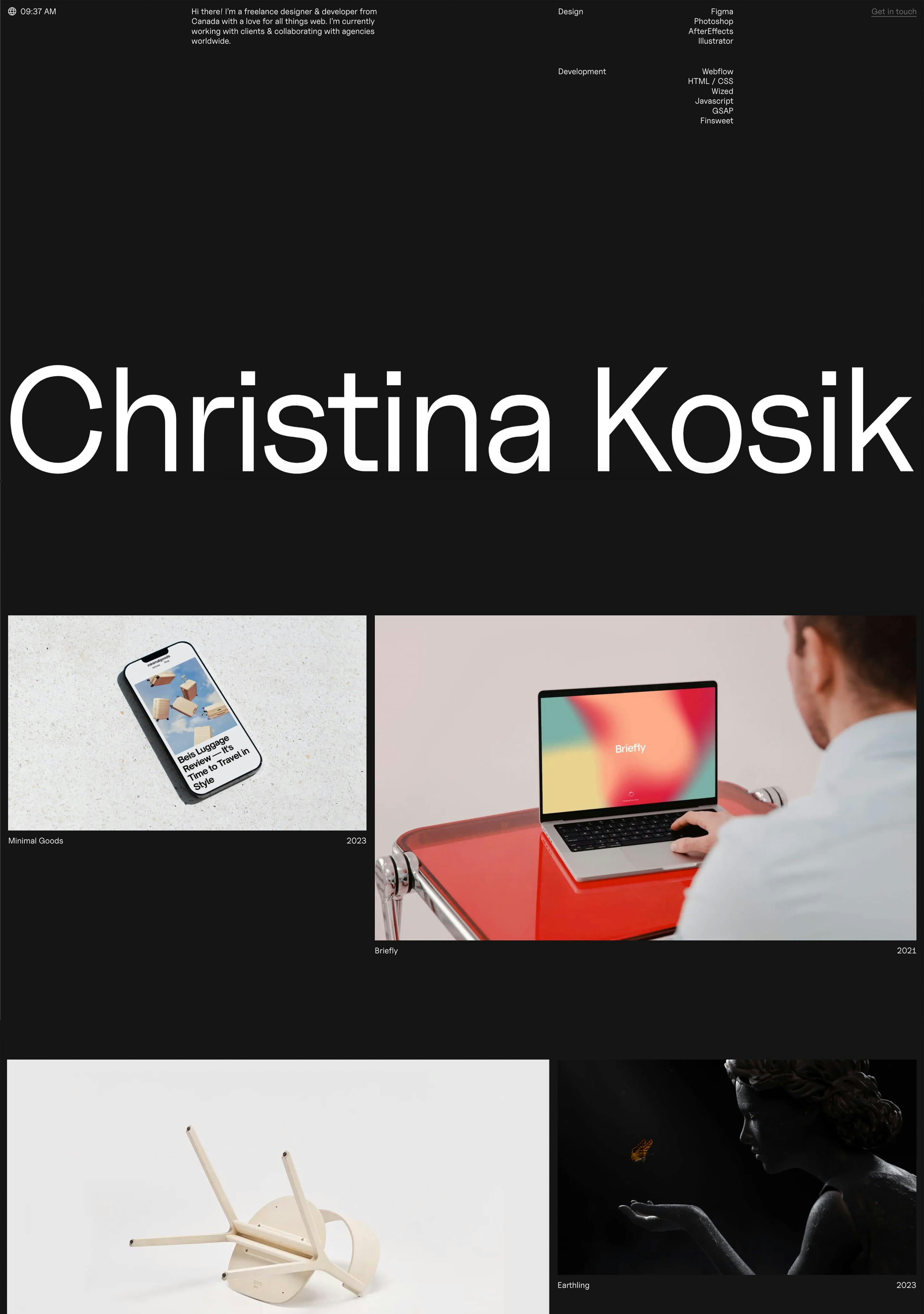 Christina Kosik Website Screenshot