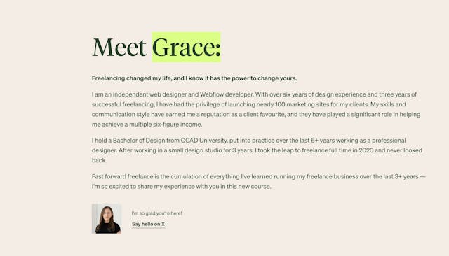 Fast Forward Freelance Biography Preview