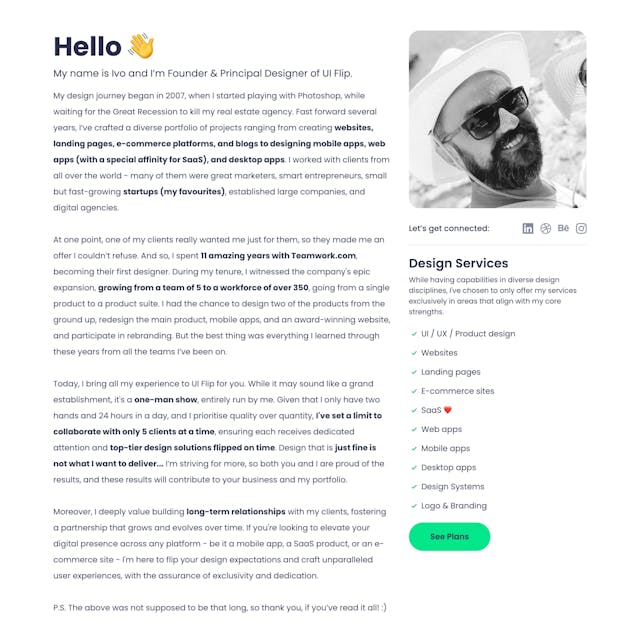UI Flip Biography Preview
