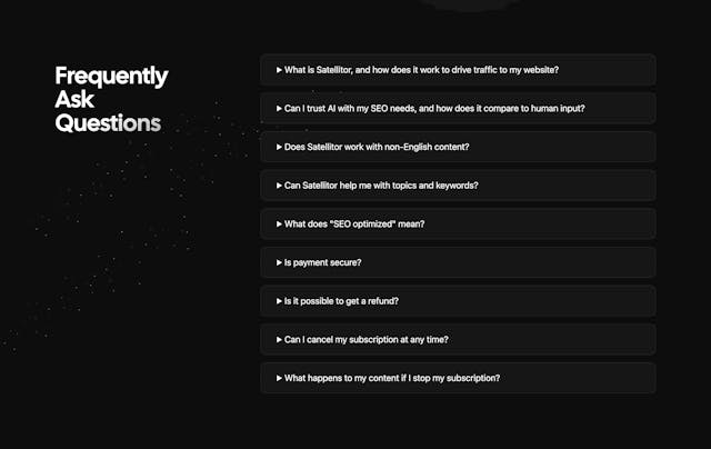 Satellitor FAQ Accordion Preview
