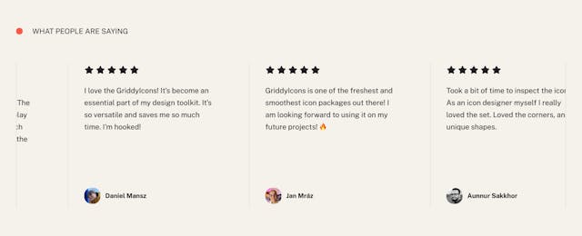 Griddy Icons Testimonial Slider Preview