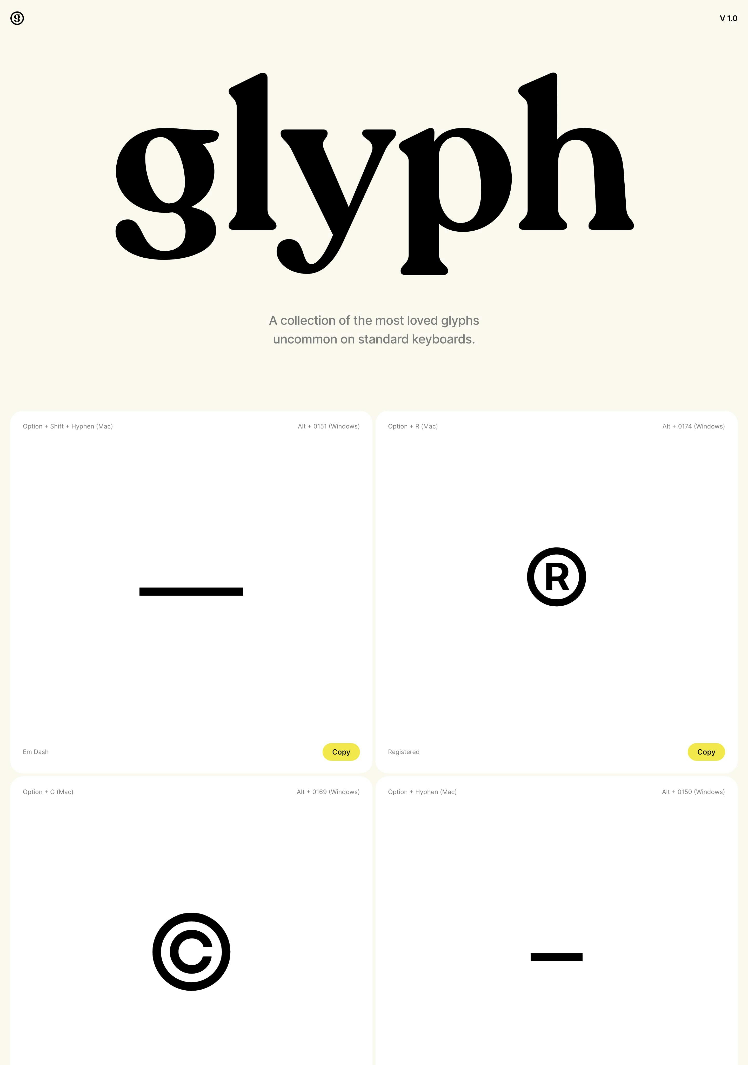 Glyph Supply Website Screenshot