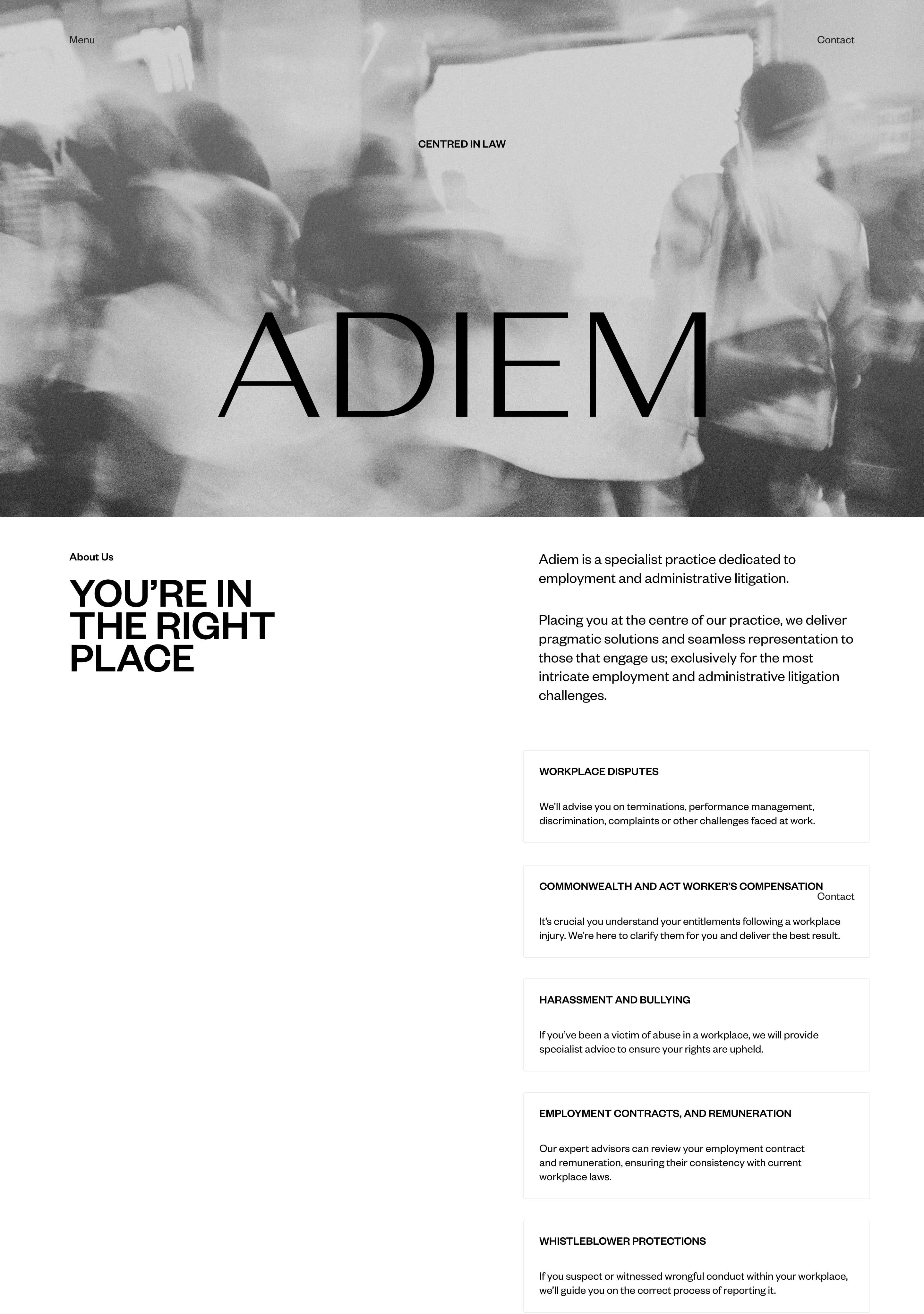 Adiem Law Website Screenshot