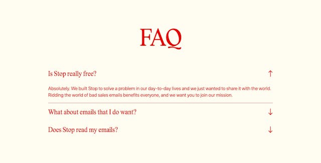 Stop FAQ Accordion Preview