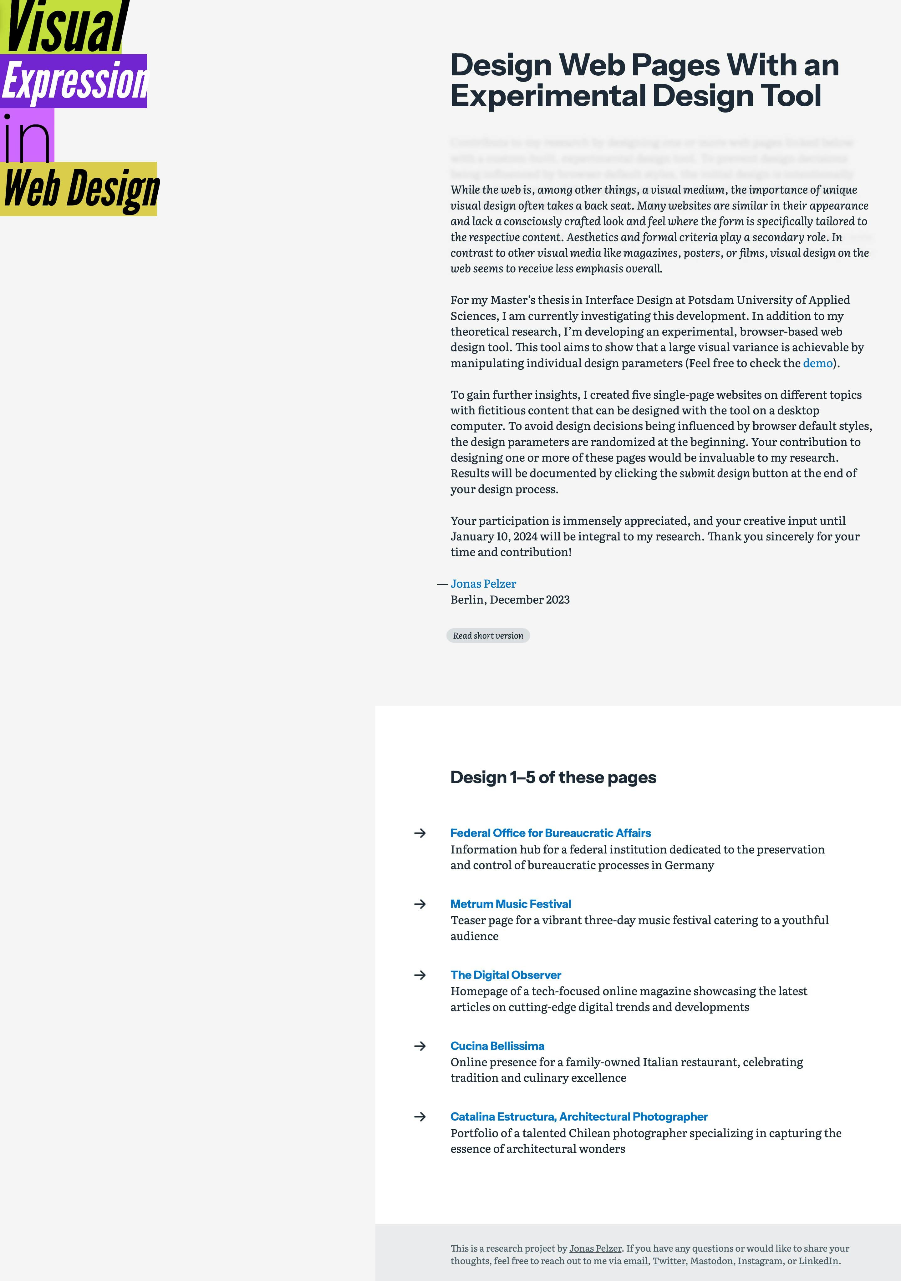 Visual Expression in Web Design Website Screenshot